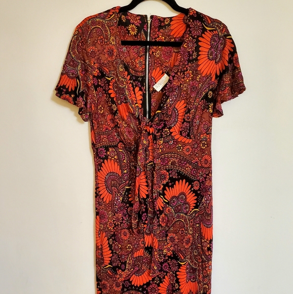 Vintage 60s Pussybow Psychedelic Maxi Dress - Picture 4 of 10